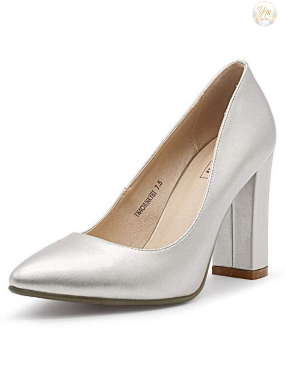 Chunky High Heel Pumps, Pointed Toe Closed Back, 4" Block Heels, Formal Office